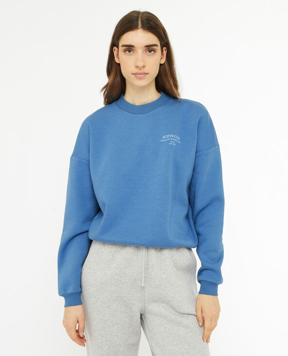 Sweat oversize avec print devant et dos bleu foncé - Pimkie