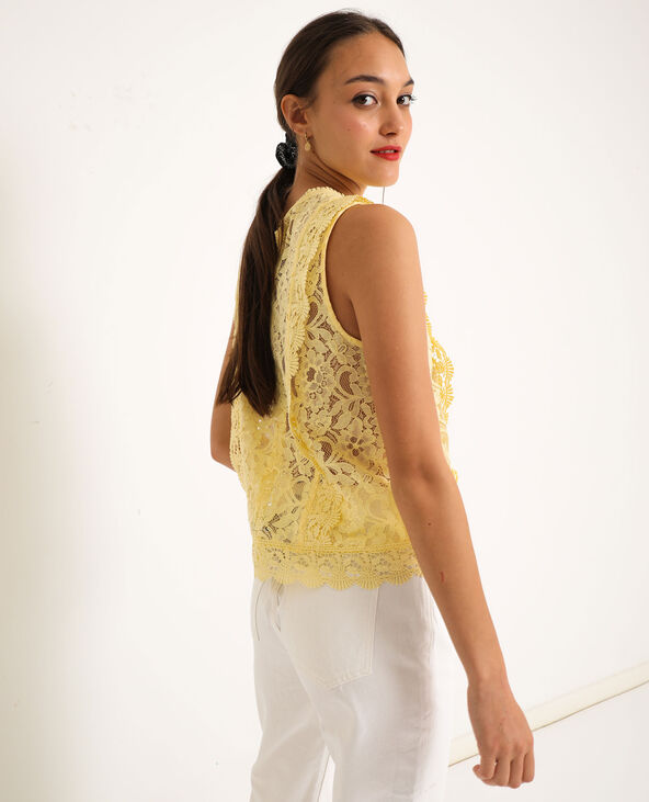 Chemisier en dentelle jaune - Pimkie