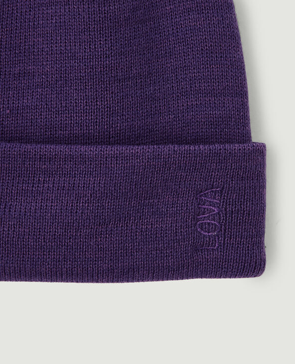 Bonnet avec revers violet - Pimkie