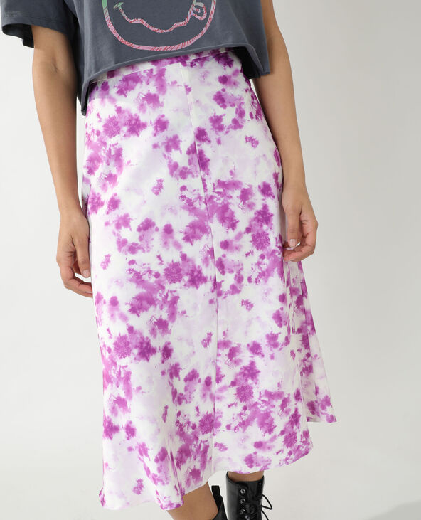 Jupe longe en satin tie and dye écru - Pimkie