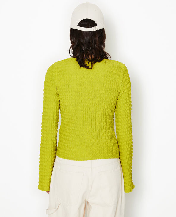 Top manches longues en maille gaufrée jaune - Pimkie