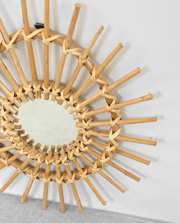 Petit miroir en rotin asymétique beige - Pimkie