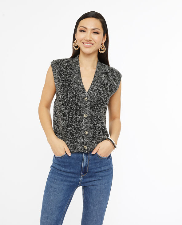 Gilet sans manches en maille moulinée noir - Pimkie