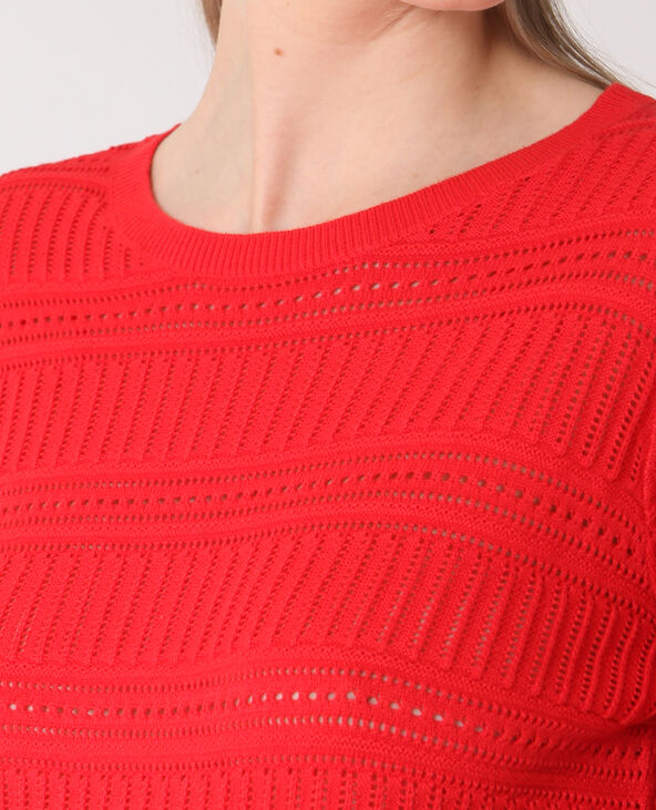 Pull ajouré rouge - Pimkie