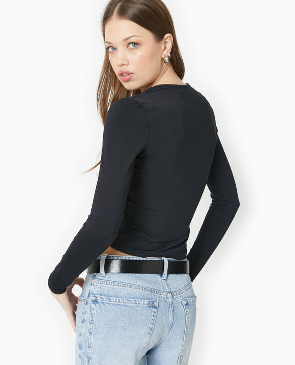 Top manches longues encolure carrée noir - Pimkie