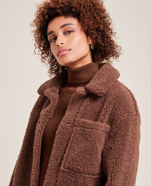 Veste droite en sherpa marron - Pimkie