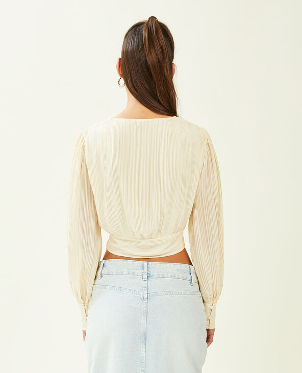 Top effet drapé à manches longues beige - Pimkie