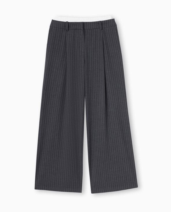 Pantalon large avec effet caleçon apparent gris foncé - Pimkie