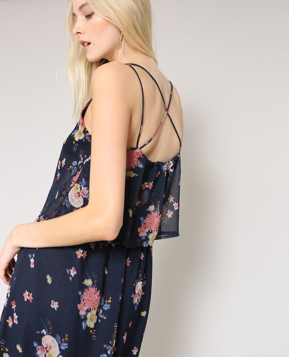 Robe longue fleurie bleu marine - Pimkie
