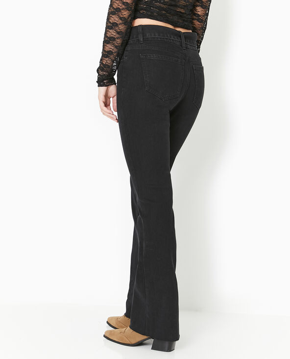 Jean flare taille basse avec ceinture noir - Pimkie