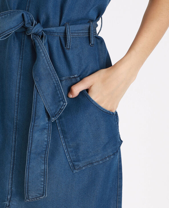 Robe longue à col V bleu - Pimkie