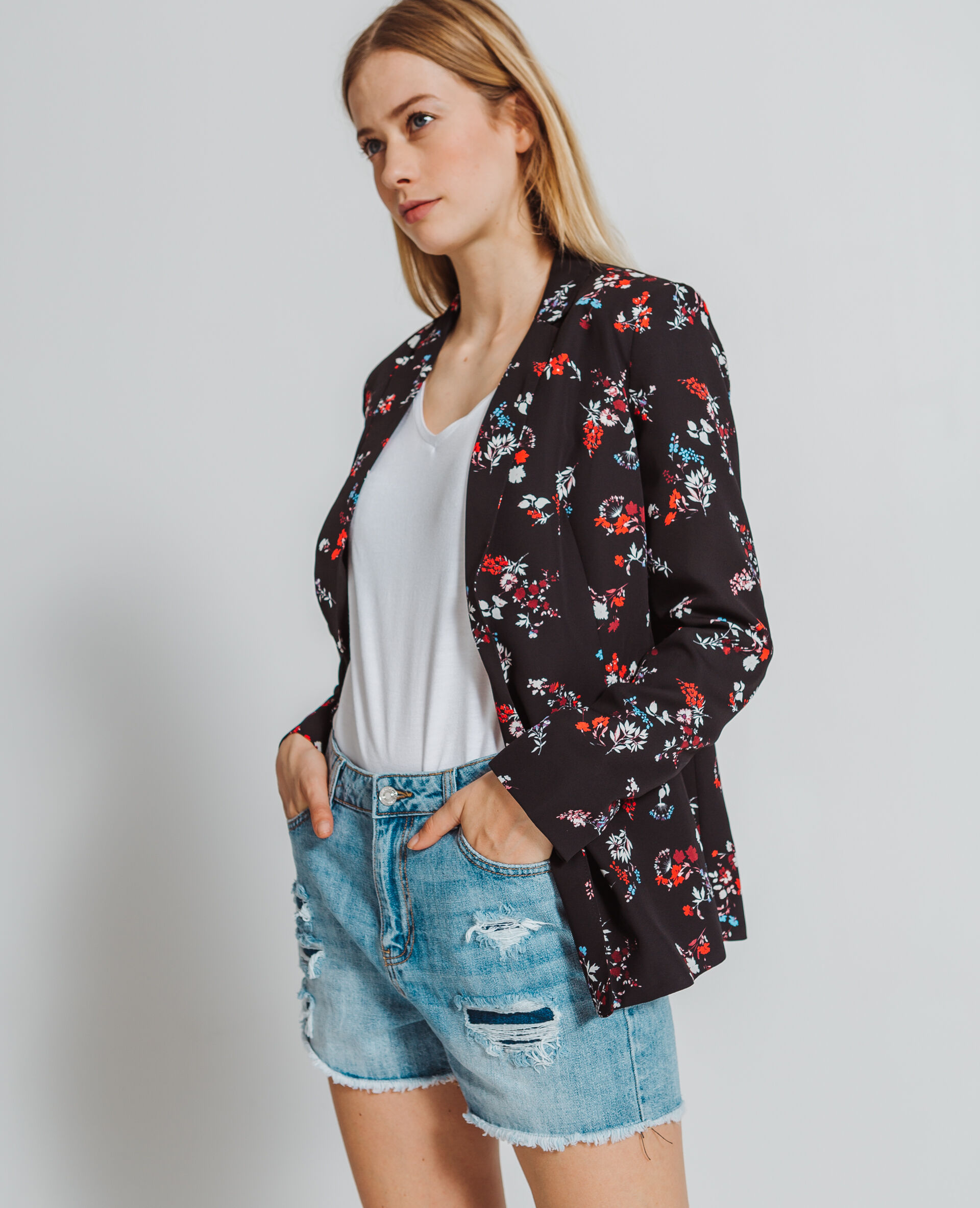 Blazer imprimé fleuri noir - 323276899I1A | Pimkie