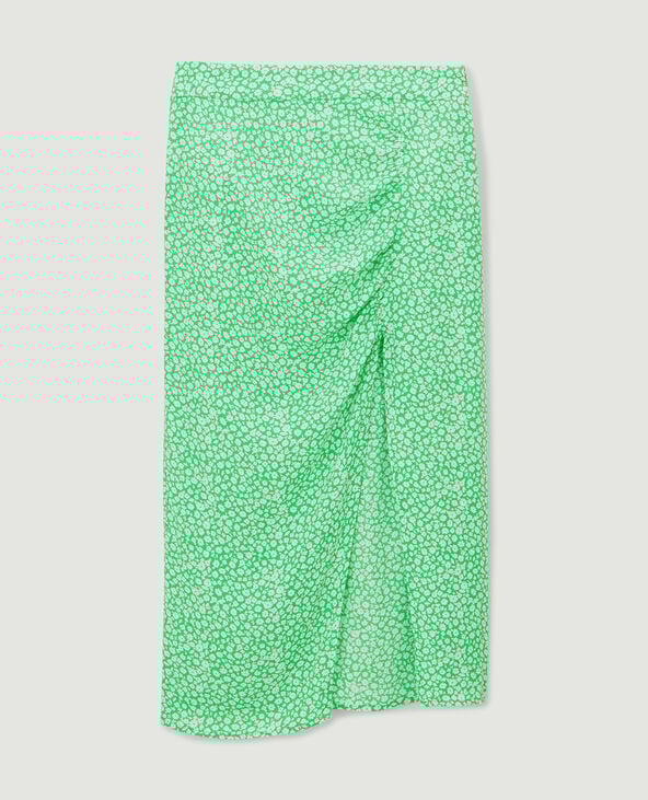 Jupe midi avec fronces et fente vert - Pimkie