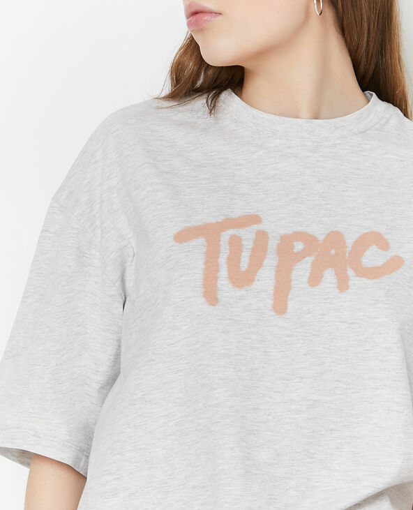 T-shirt oversize TUPAC gris chiné - Pimkie