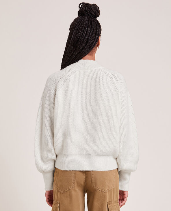 Pull maille torsadée col montant écru - Pimkie