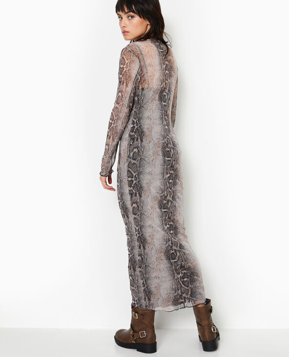 Robe longue en tulle motif python beige - Pimkie