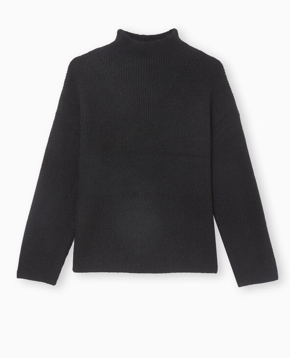 Pull col montant avec jeu de mailles noir - Pimkie