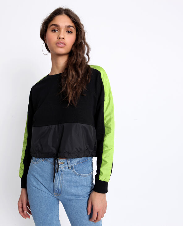 Sweat bicolore noir - Pimkie