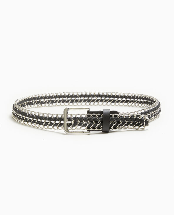 Ceinture en chaînes et lacets noir - Pimkie
