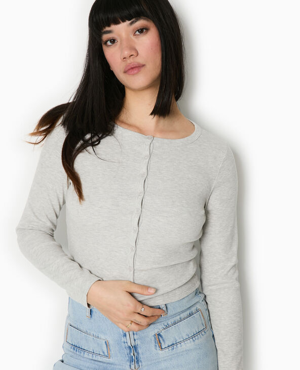 T-shirt gilet en maille côtelée gris chiné - Pimkie
