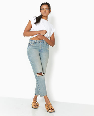 Jeans troué taille haute 2025