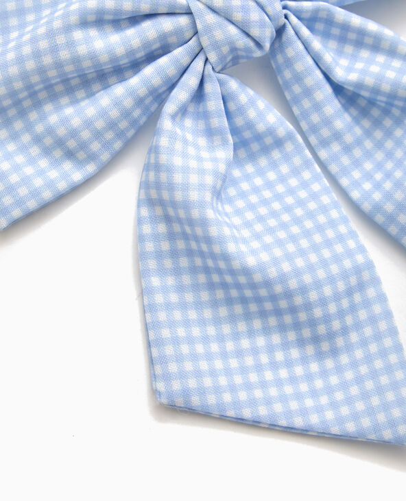 Barrette avec grand nœud vichy bleu clair - Pimkie