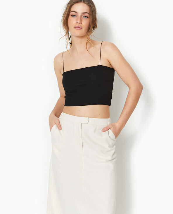 Jupe longue en tissu effet lin rustique blanc - Pimkie