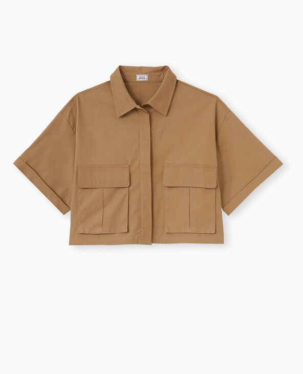 Chemise cropped avec poches plaquées taupe - Pimkie