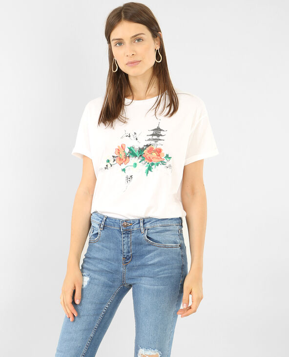 T-shirt manches courtes brodé blanc - Pimkie