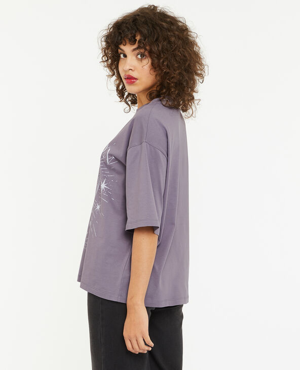 T-shirt oversize avec grand print devant lilas - Pimkie