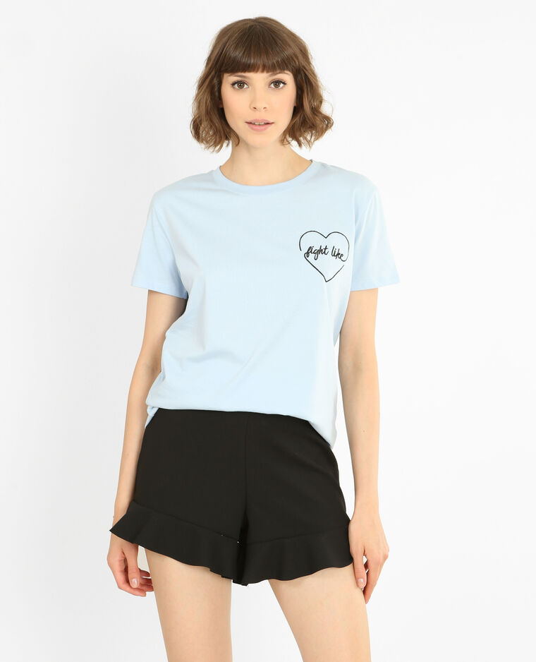 T-shirt brodé bleu ciel - Pimkie