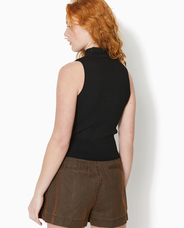 Pull sans manches en maille côtelée noir - Pimkie
