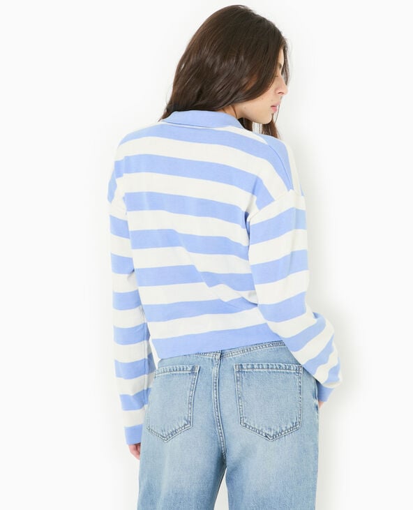 Pull col polo en maille rayée bleu marine - Pimkie