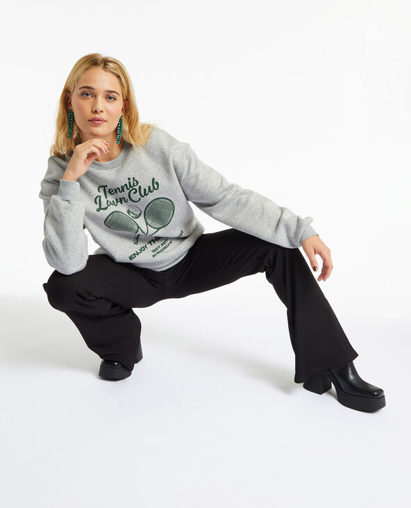 Sweat oversize avec print devant gris chiné - Pimkie