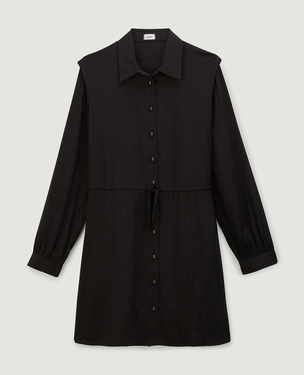 Robe chemise avec ceinture à nouer noir - Pimkie