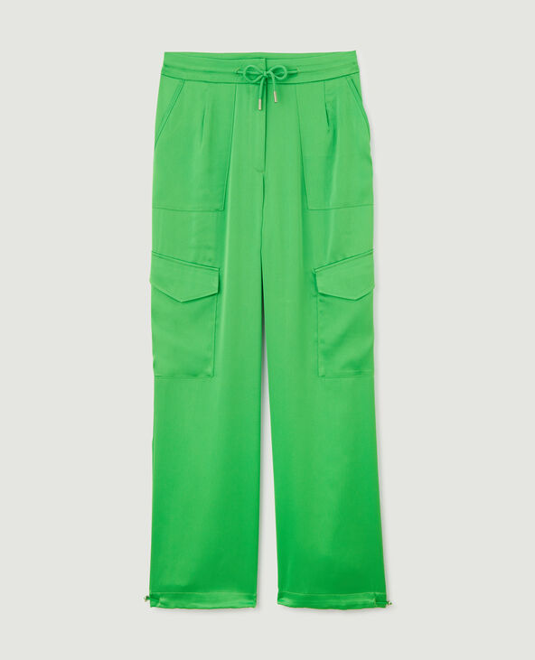 Pantalon cargo en tissu satiné vert - Pimkie