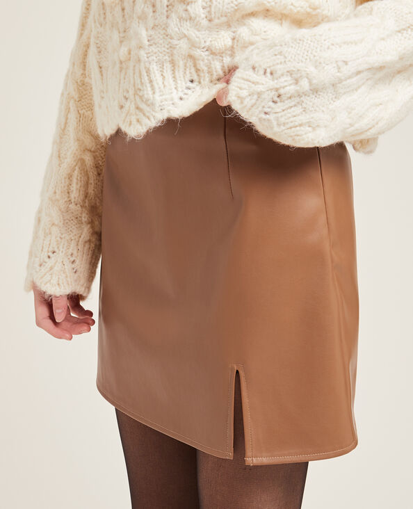 Jupe courte simili cuir camel - Pimkie