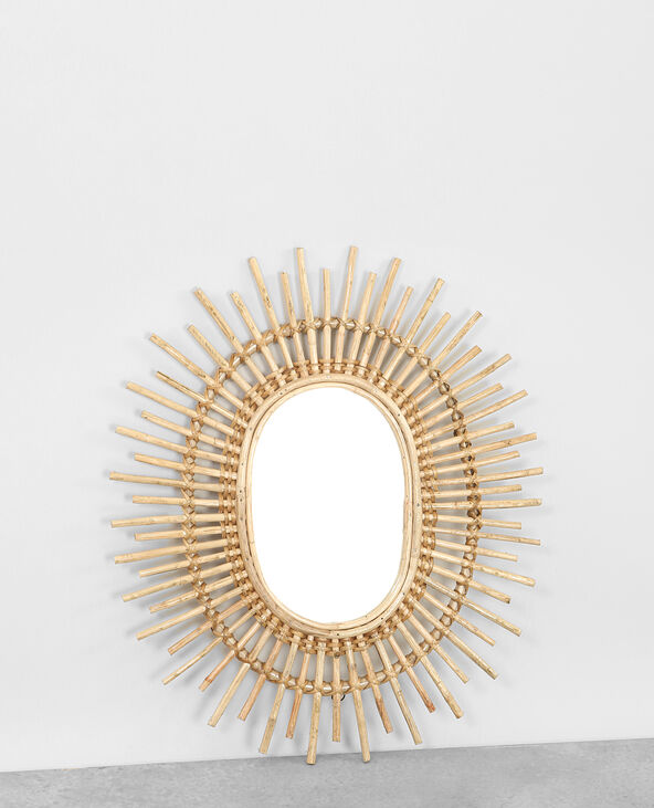 Miroir soleil en rotin beige - Pimkie
