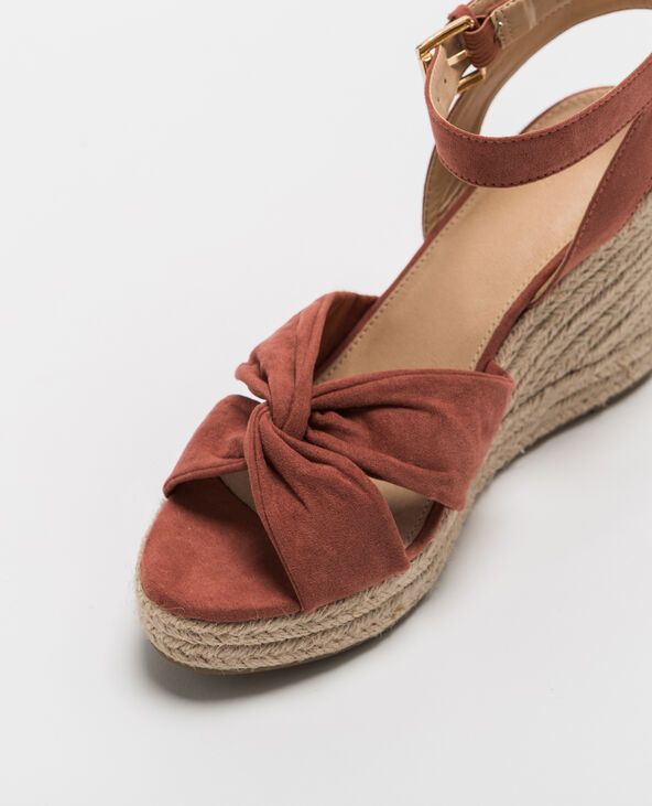 Sandales compensées en paille vieux rose - Pimkie