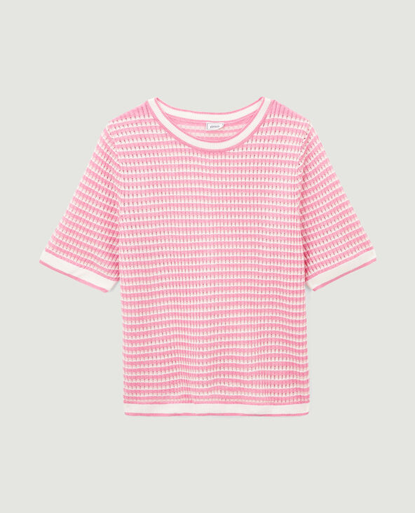 Pull ajouré manches courtes rose - Pimkie