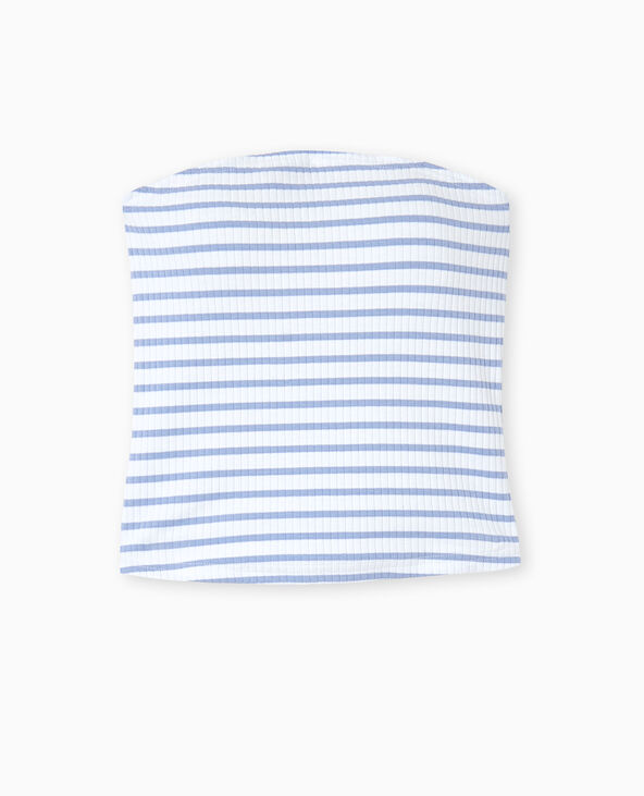 Top bandeau en maille côtelée rayée bleu - Pimkie
