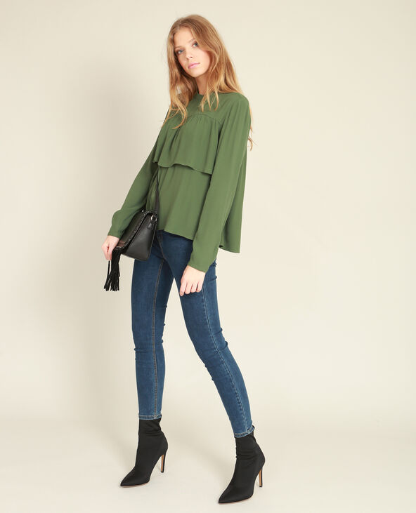 Blouse volantée vert foncé - Pimkie