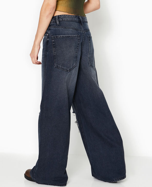 Jean baggy destroy taille basse bleu - Pimkie
