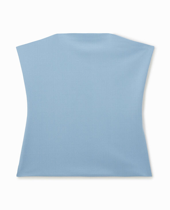 Top bustier en maille côtelée bleu - Pimkie