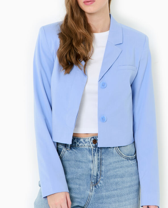 Veste courte avec boutons sous patte bleu - Pimkie