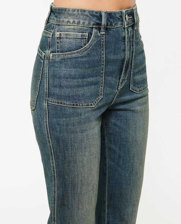 Jean flare effet dirty bleu foncé - Pimkie