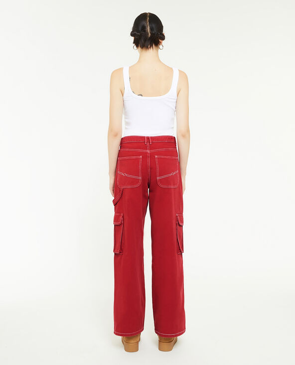 Pantalon cargo droit rouge - Pimkie