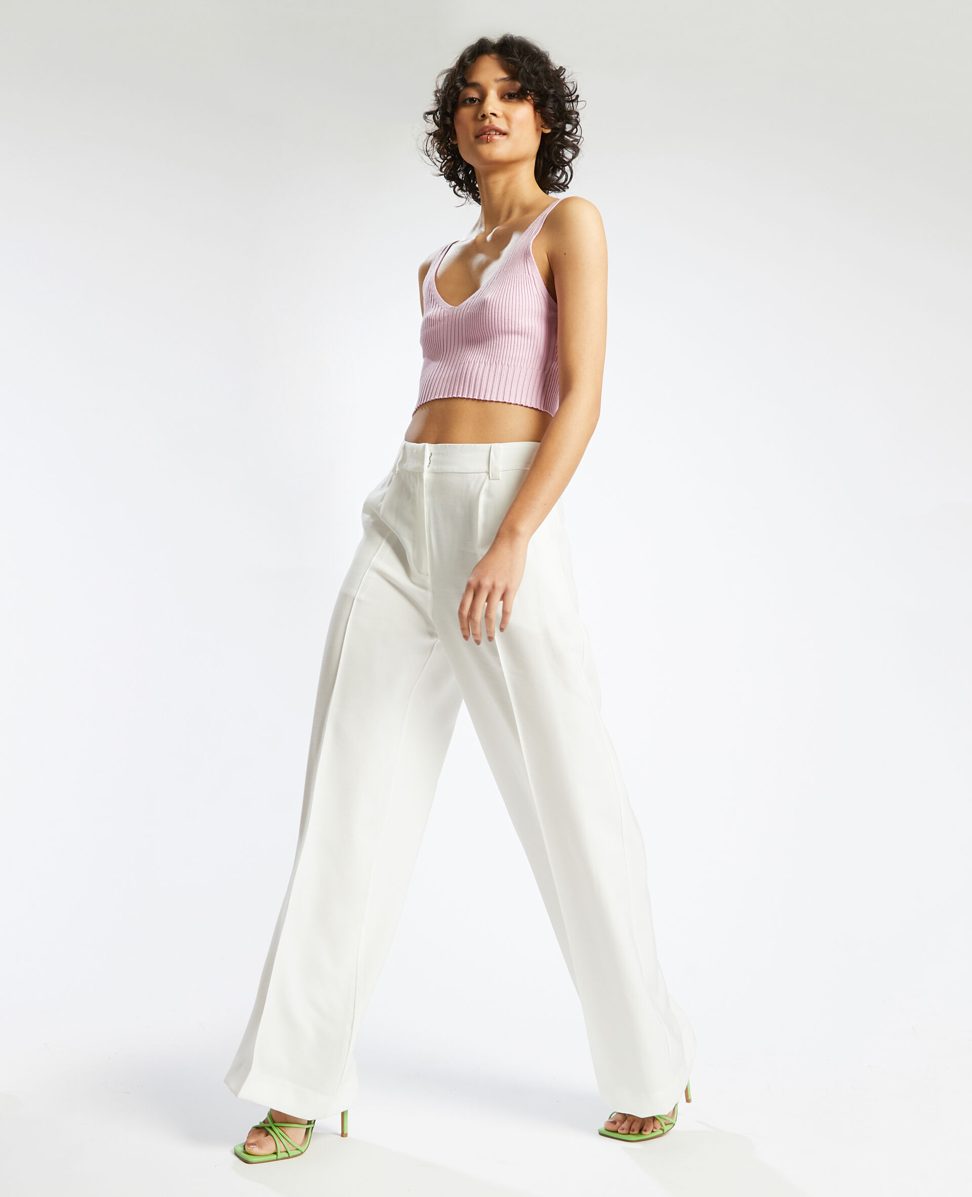 pantalon blanc taille haute