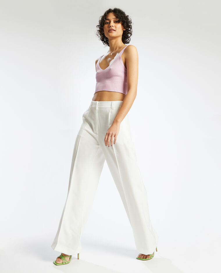 Pantalon large taille haute SMALL - Blanc