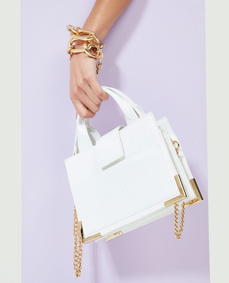 Sac boxy effet croco verni blanc - Pimkie